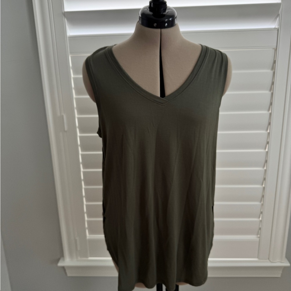 Tribal Dark Olive V-Neck Tank Top